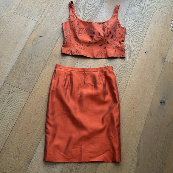 LUCA LUCA by Luca Orlandi orange top and skirt silk taffeta set - Picture 8 of 12